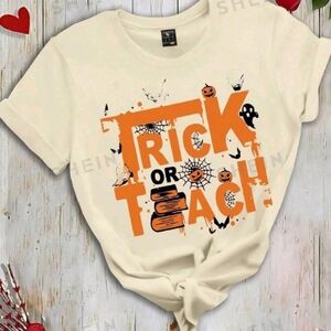 SHEIN LUNE Summer Tops Halloween Element Casual Round Neck Ladies T-Shirt